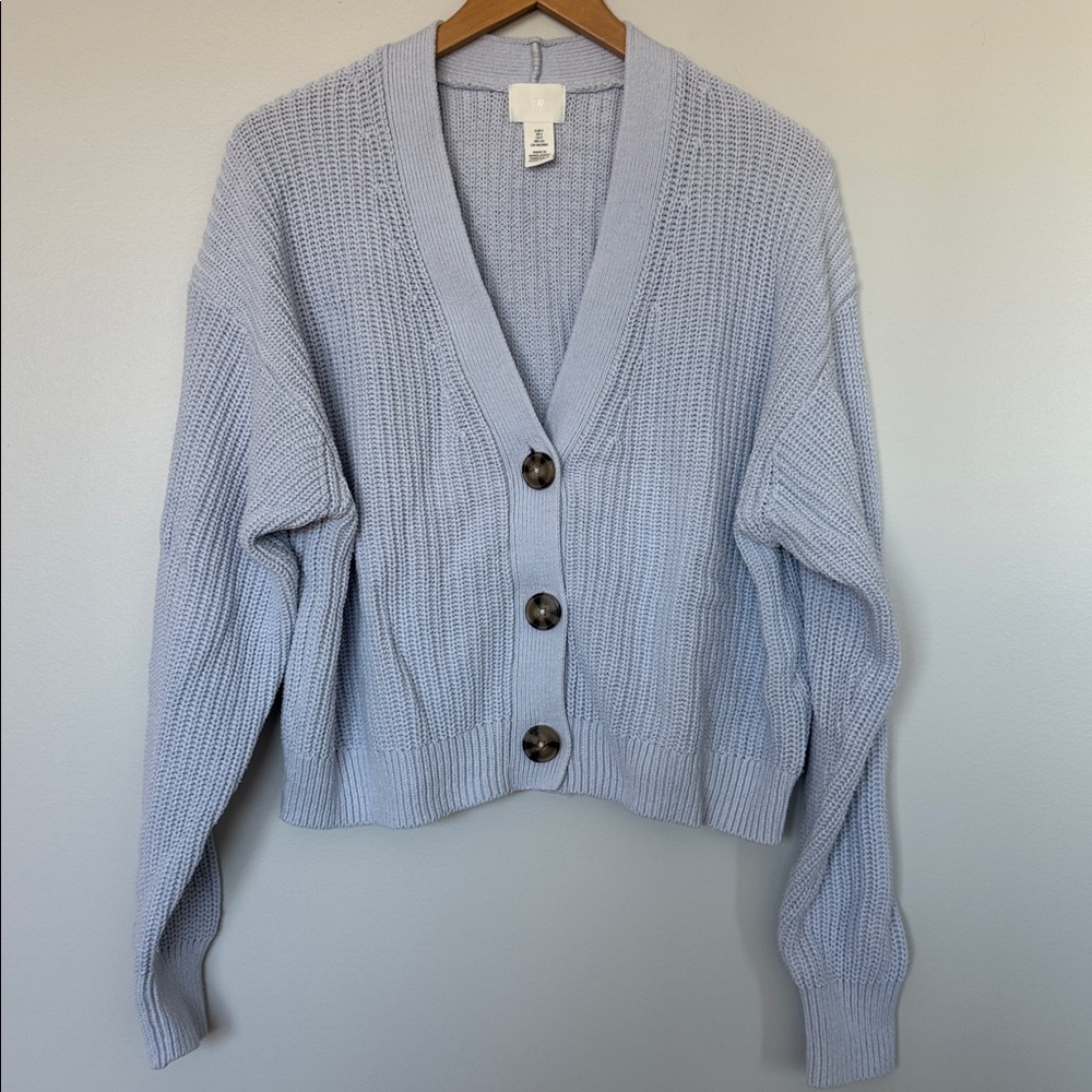 H&M Soft Blue Knit Cardigan Size Small